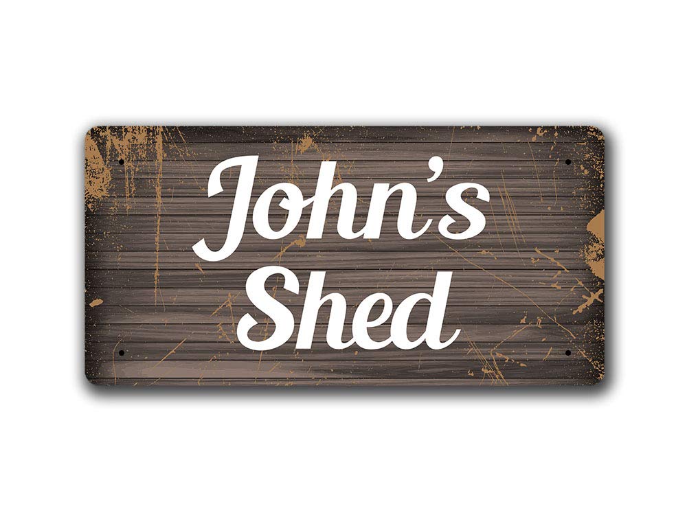 Mcmug White - John's Shed - Metal Sign, Decorative Sign, 200Mm X 100Mm