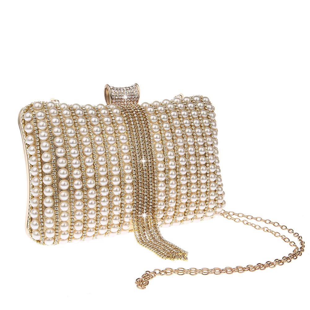 Clutch damska torebka wieczorowa z cekinami, torebka z perłami, stras, frędzle, mała torba na ramię, elegancka, modna, na wesele, przyjęcie koktajlowe, imprezę taneczną, urodziny