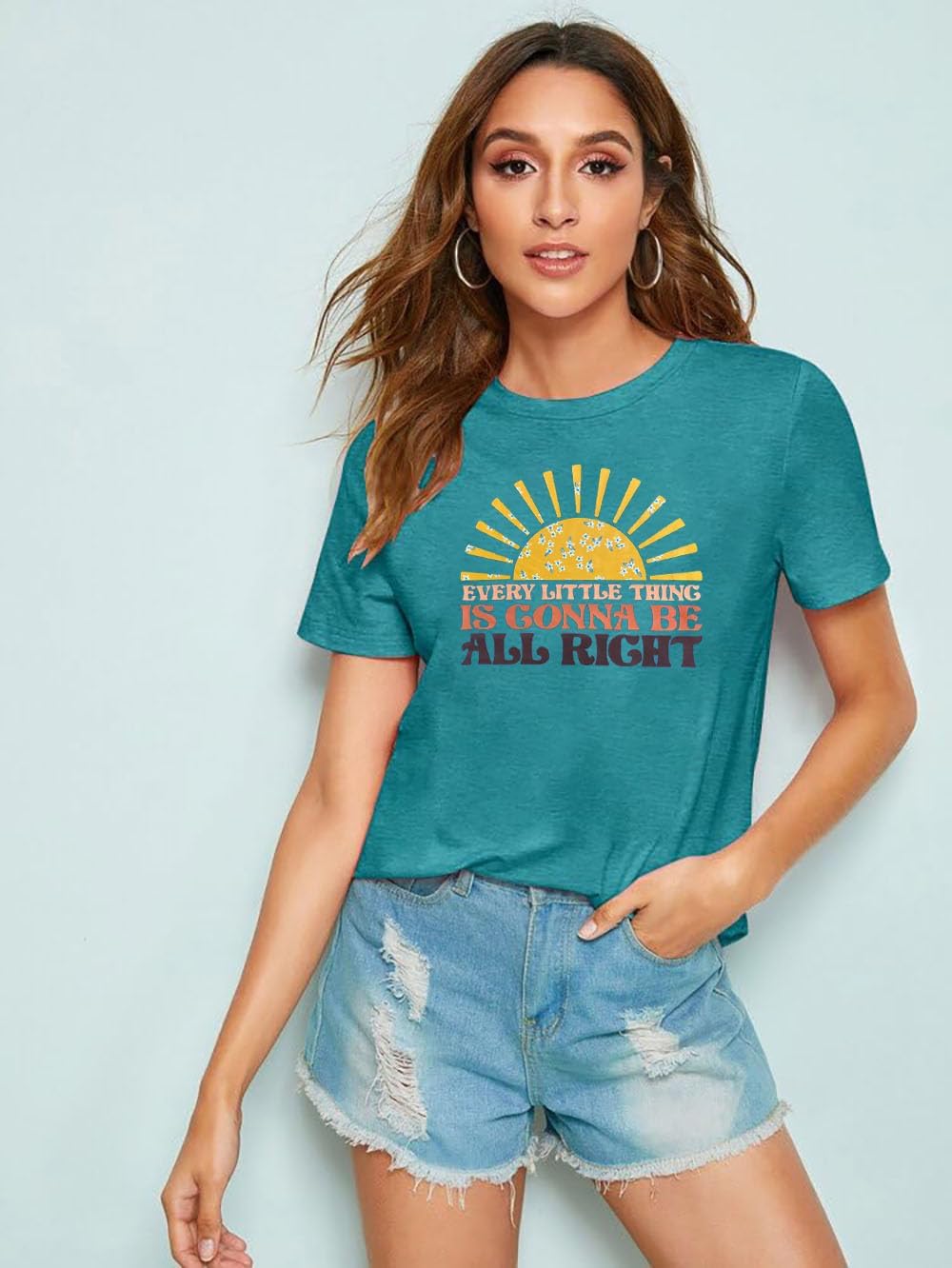 Every Little Thing is Gonna Be Alright Shirt Women Country Music Tshirt Hippie Gift Shirt Vintage Graphic Tees Top - Image 4