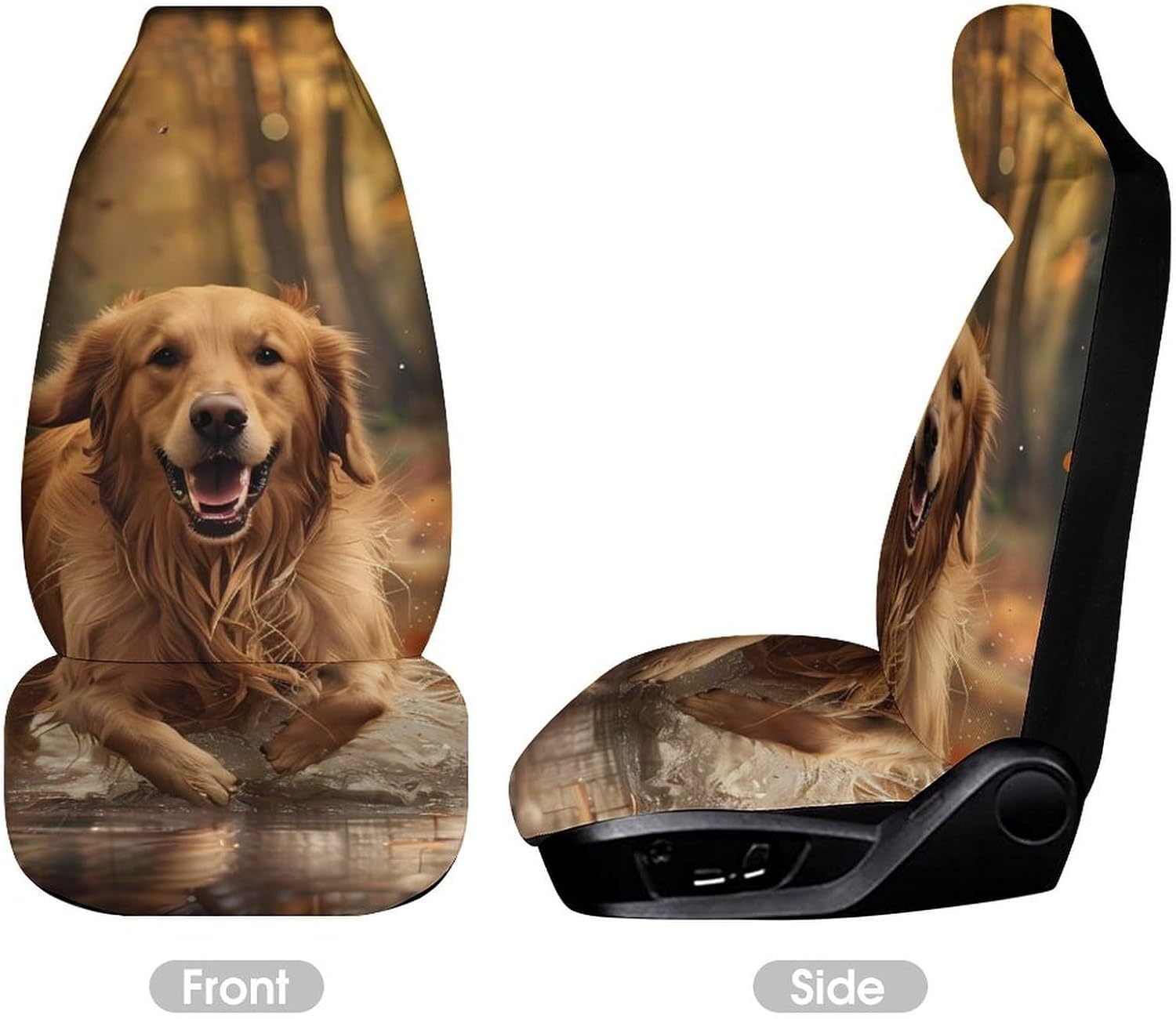 Pumpkin Thanksgiving Halloween Golden Retriever Dog Car Seat Covers Automotive Seat Covers Car Seat Protector Auto Front Seats Protector for Most Cars 2PCS