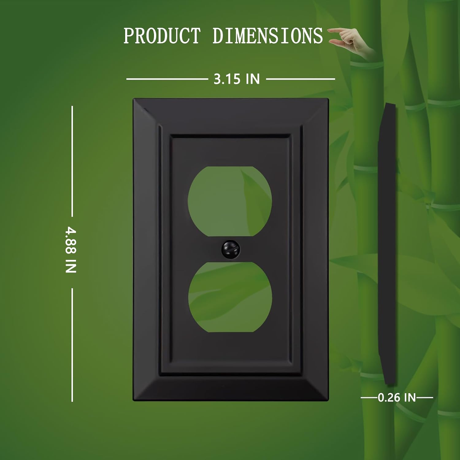 Classic Architecture Wall Plates,Light Switch covers, Electrical Outlet Covers, Duplex receptacle wall plates,Mid Size Bamboo Fiber Material Switch plates Matte Black (1 Gang Duplex 4PK)