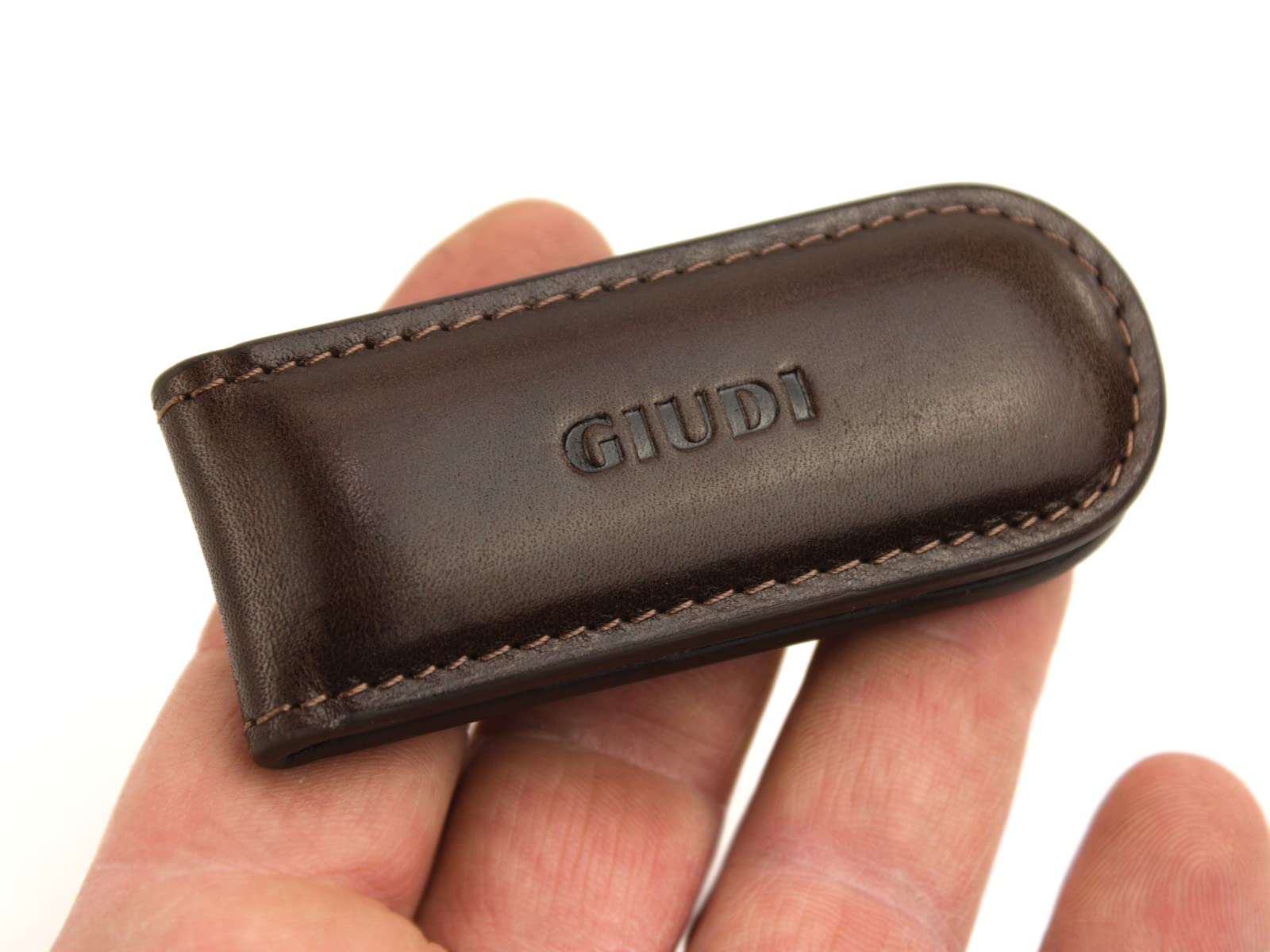 Giudi Luksusowy magnetyczny klips na pieniądze dla mężczyzn - Made in Italy - prawdziwa skóra bydlęca - smukły i minimalistyczny włoski design - silny magnes męski klips na pieniądze uchwyt na