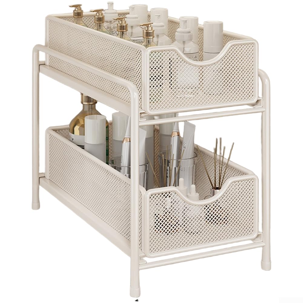 Étagère de rangement coulissante en fer pour évier Blanc