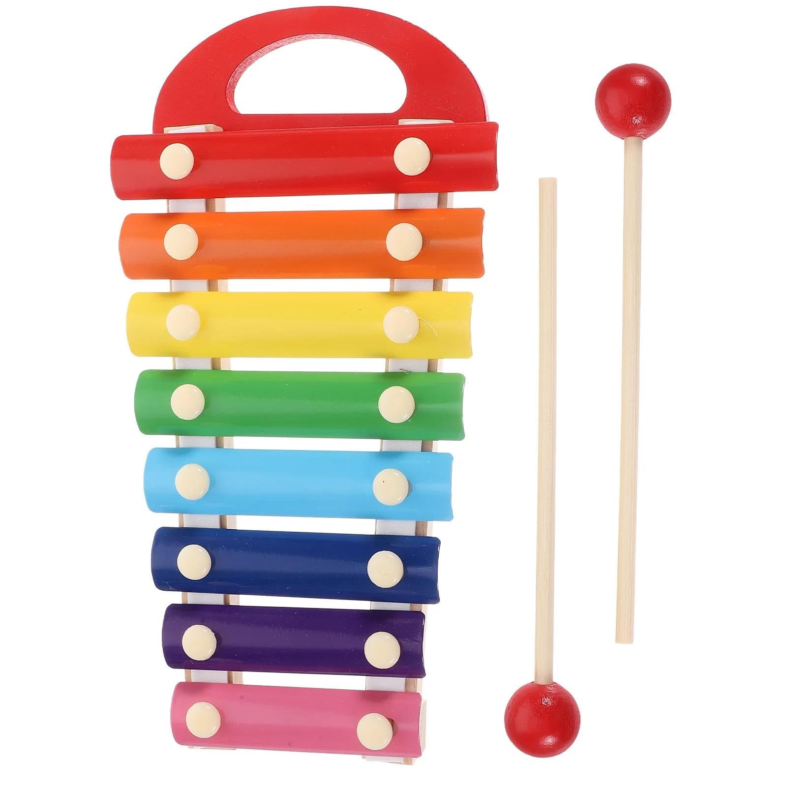 Glockenspiel Instrumento de percusión colorido Glockenspiel de 8 notas con mazo, xilófono, Kit de madera