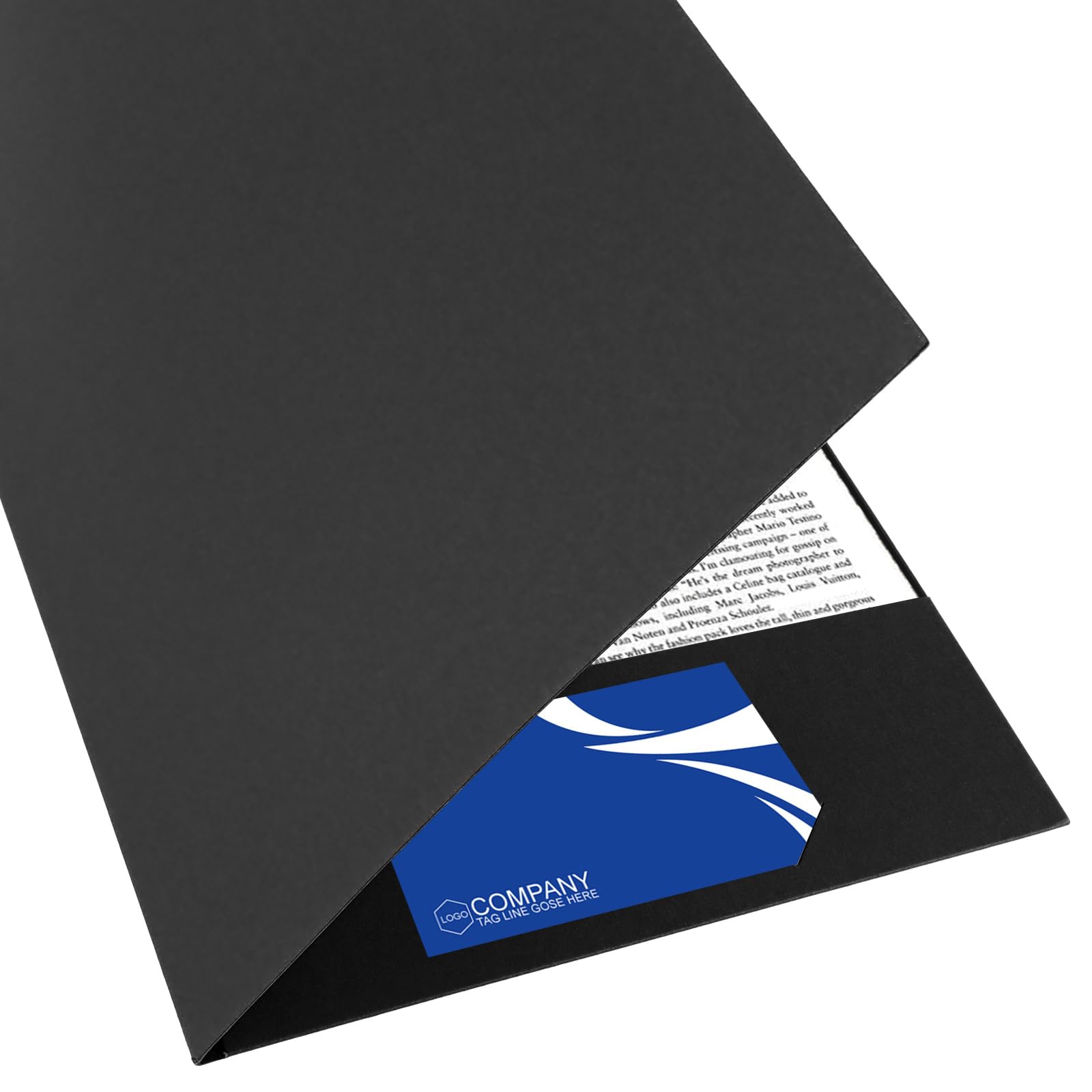CYEER Lot de 20 Chemises de Présentation A4 en Papier Kraft Noir, Pochette à Rabats avec Fente pour Carte de Visite, Porte-Documents Professionnel pour Bureau, Séminaires, Études et Entretiens