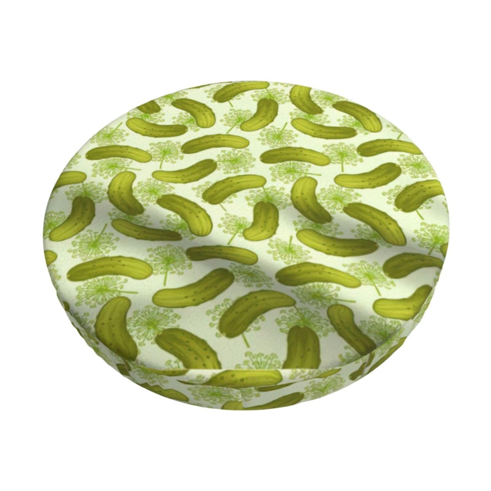 ACVnbm Sushi Dill Pickles Print Round Bar Chair Cushion Cover, Elastic Chair Protector For Kitchen Bar Dining