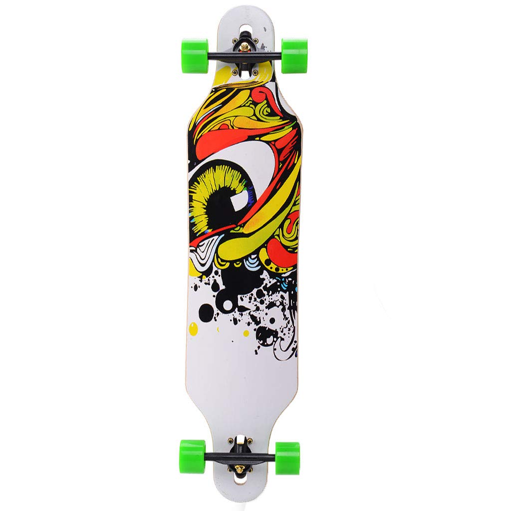HYE-SPORT Longborads Skateboards 41 inches Complete Drop Down Through Deck Cruise Professional Longboard Smooth PU Casters Made for Adults, Teens, and Kids Design