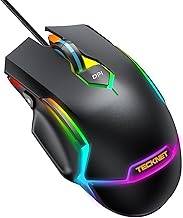 TECKNET RGB Wired Gaming Mouse with 11 Backlit Modes, 8-Level 16,000 DPI Adjustable, PC Gaming Mice with 9 Programmable Buttons, Ergonomic LED Backlit Computer USB Mouse for Laptop/PC/Windows/Gamer