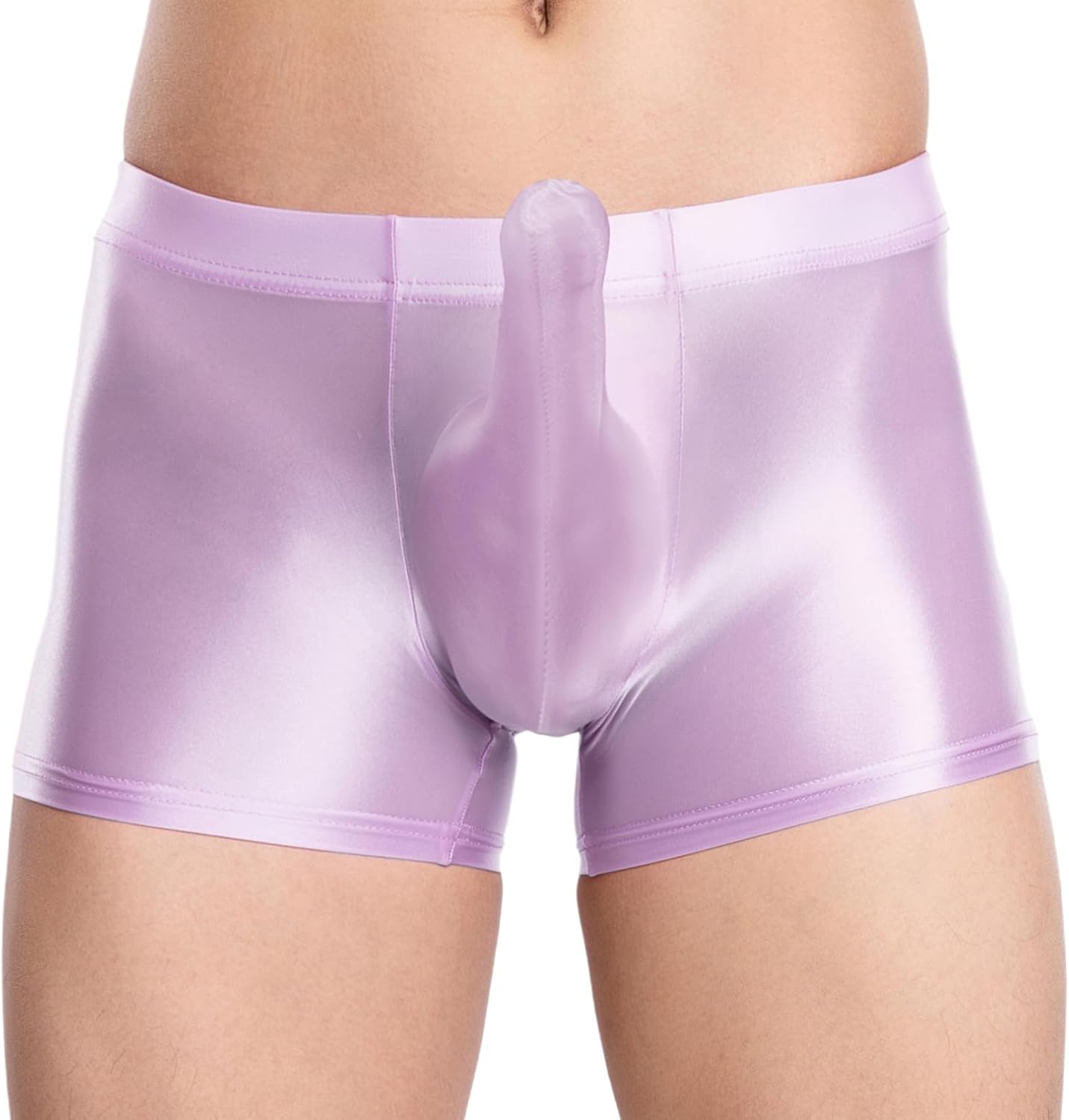 Agoky Mens Sexy Glossy Briefs Elastic Low Waistband Boxer Shorts Underwear Sheath Pouch Beach Shorts
