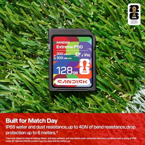 Image of SANDISK 128GB SD UHS-II Card - FIFA World Cup 2026 Edition, Up to 300MB /s Read and Write Speeds, V90, 8K, Officially Licensed Product of FIFA World Cup 2026 - SDSDXDM-128G-GN4IH