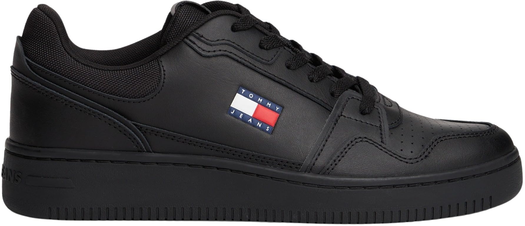 Tommy Jeans Uomo Sneakers con Suola Preformata Tjm Retro Basket Profilo Basso, Nero (Black), 46