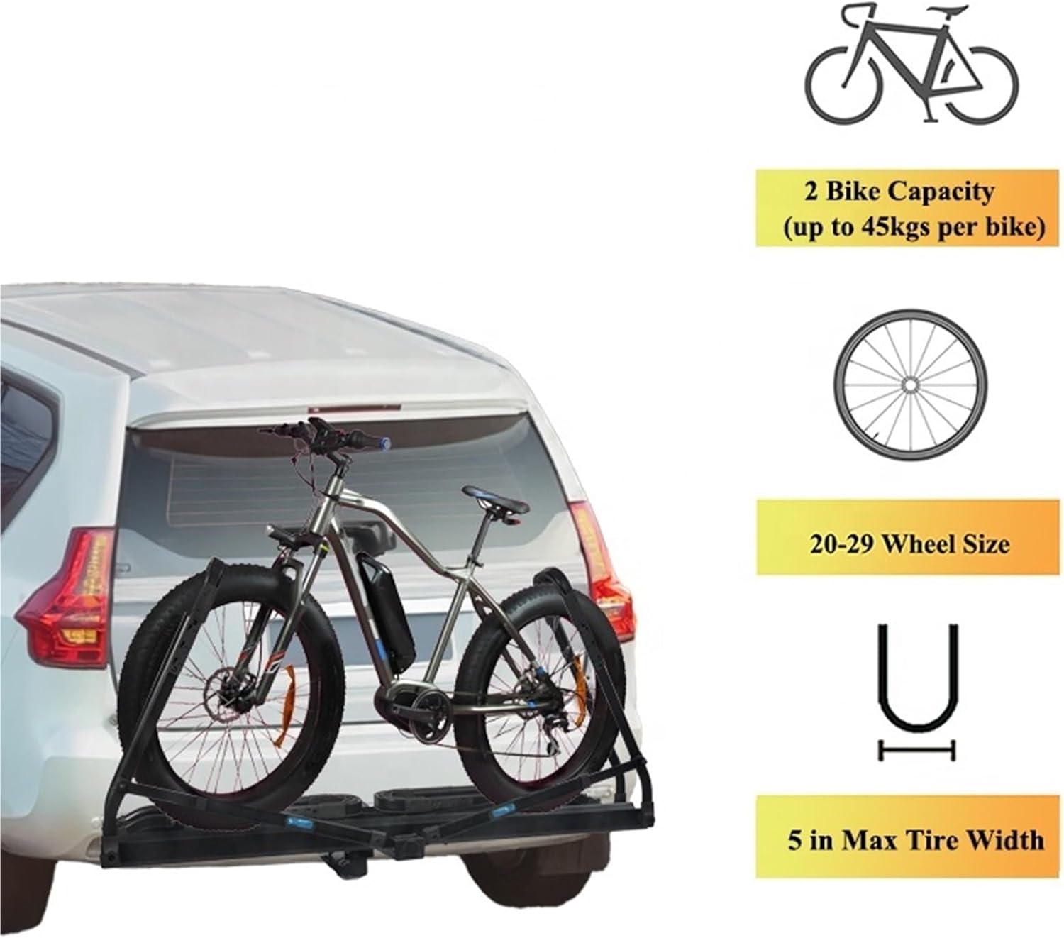 Winsun Best SUV Bike Electric 2-Bike Rack E-Bike Car Rack Trailer Hitch Mount Platform for Rv SUV