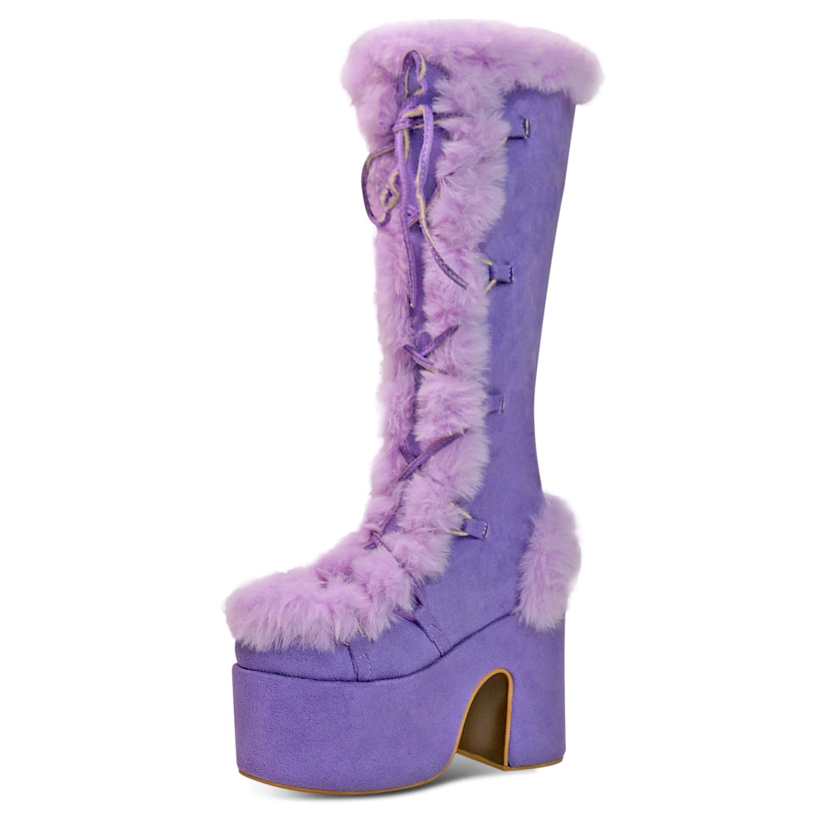 Knee High Boots For Women， With Side Zipper Punk Gothic Thick-Soled Platform Boots…