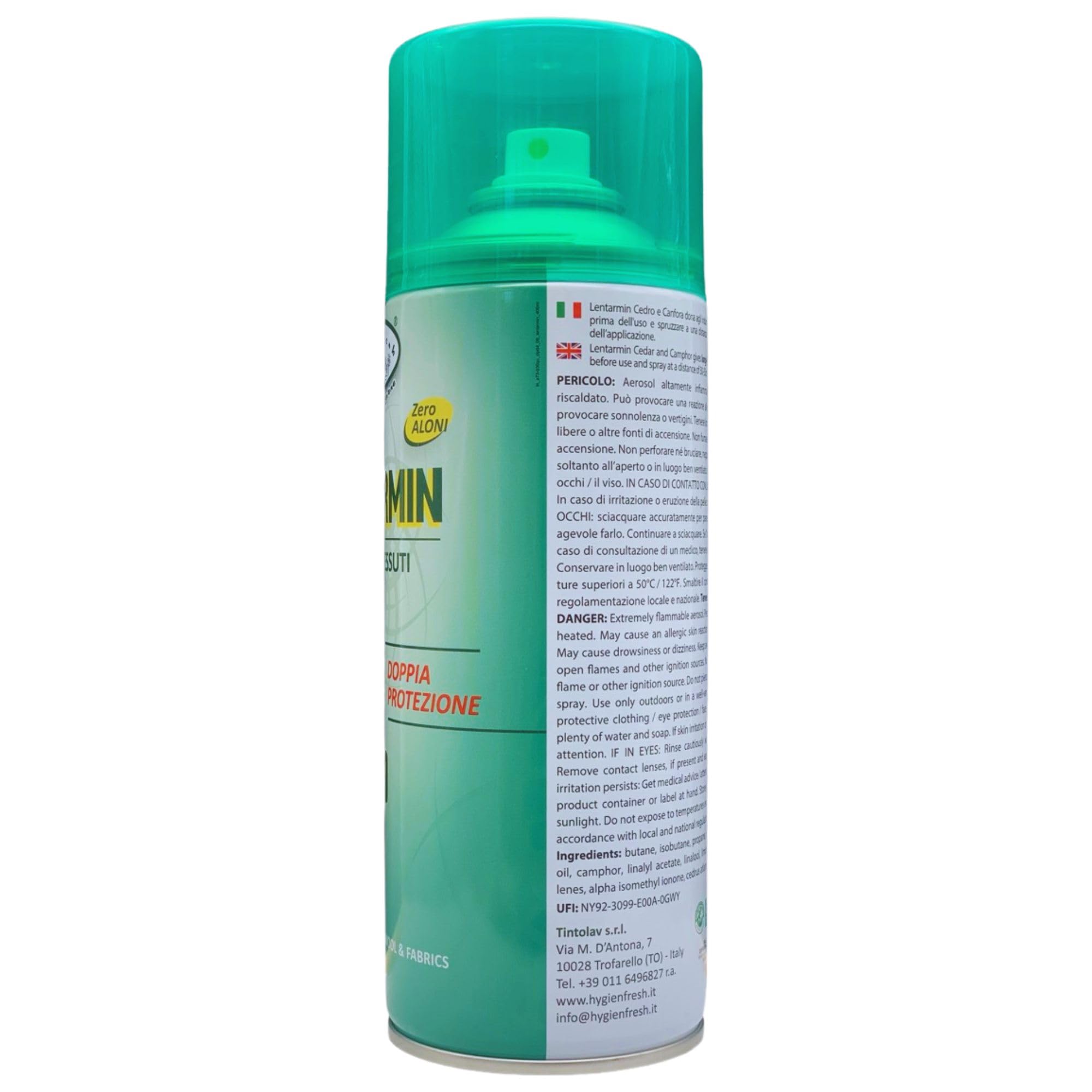 2x Spray Salvatessuti LENTARMIN, Doppia Protezione Su Lana e Tessuti Grazie Alla Combinazione Di Cedro e Canfora. Utilizzabile Su Tutti i Tessuti, Non Macchia 400ml