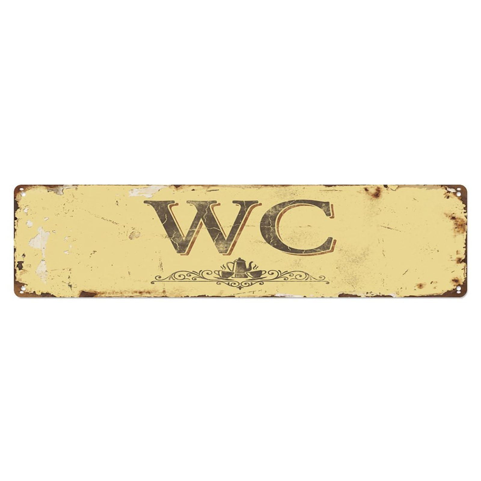 Weathered Nostalgic Cafe Facility Toilet(WC) Door Metal Tin Skinny Sign Plaque Wall Decor for Cafe, Club Bar, Office, Home Garden Metal Poster 4x16Inch