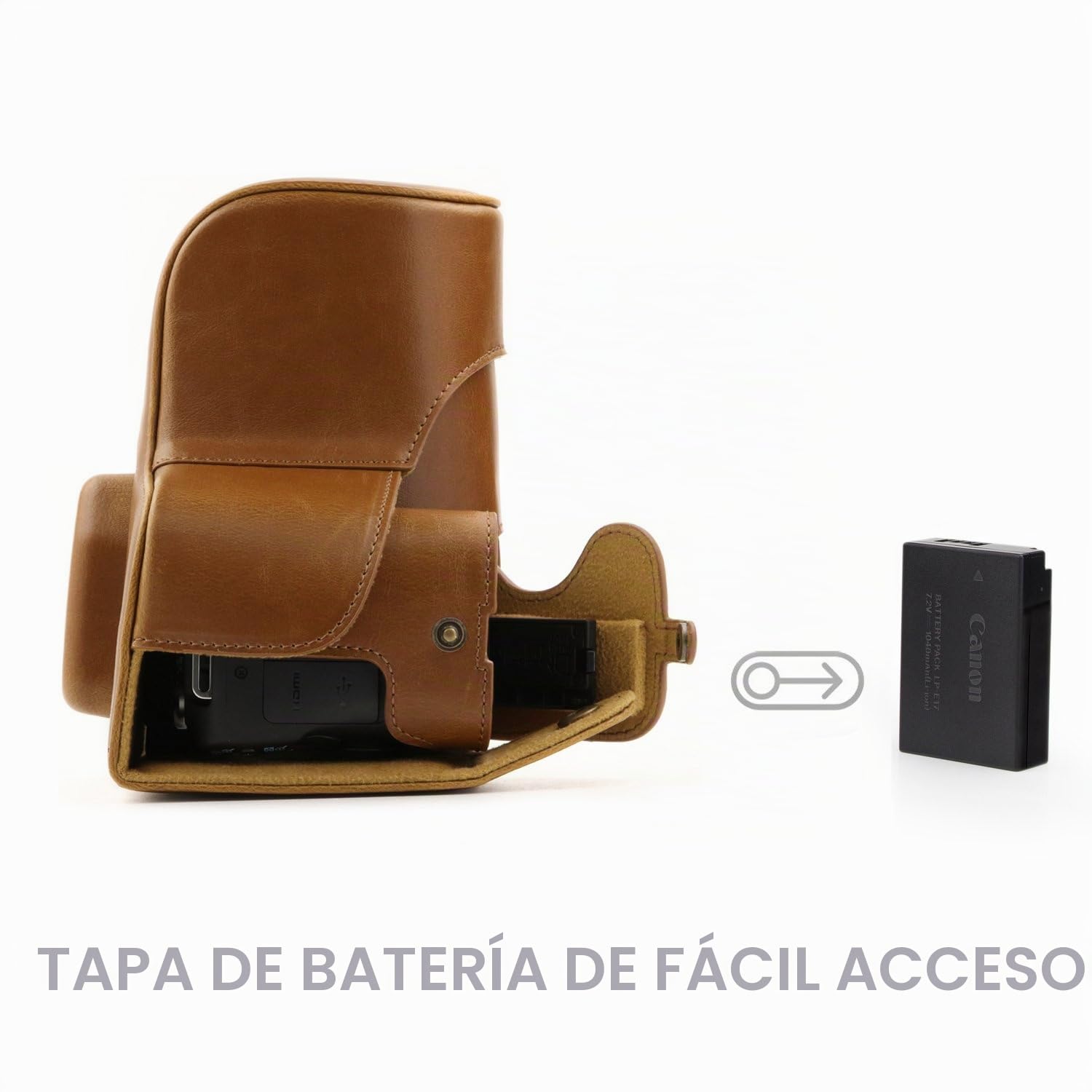 MegaGear Ever Ready - Funda de Piel para cámara Compatible con Canon EOS 250D, 200D, Lente de 18-55 mm