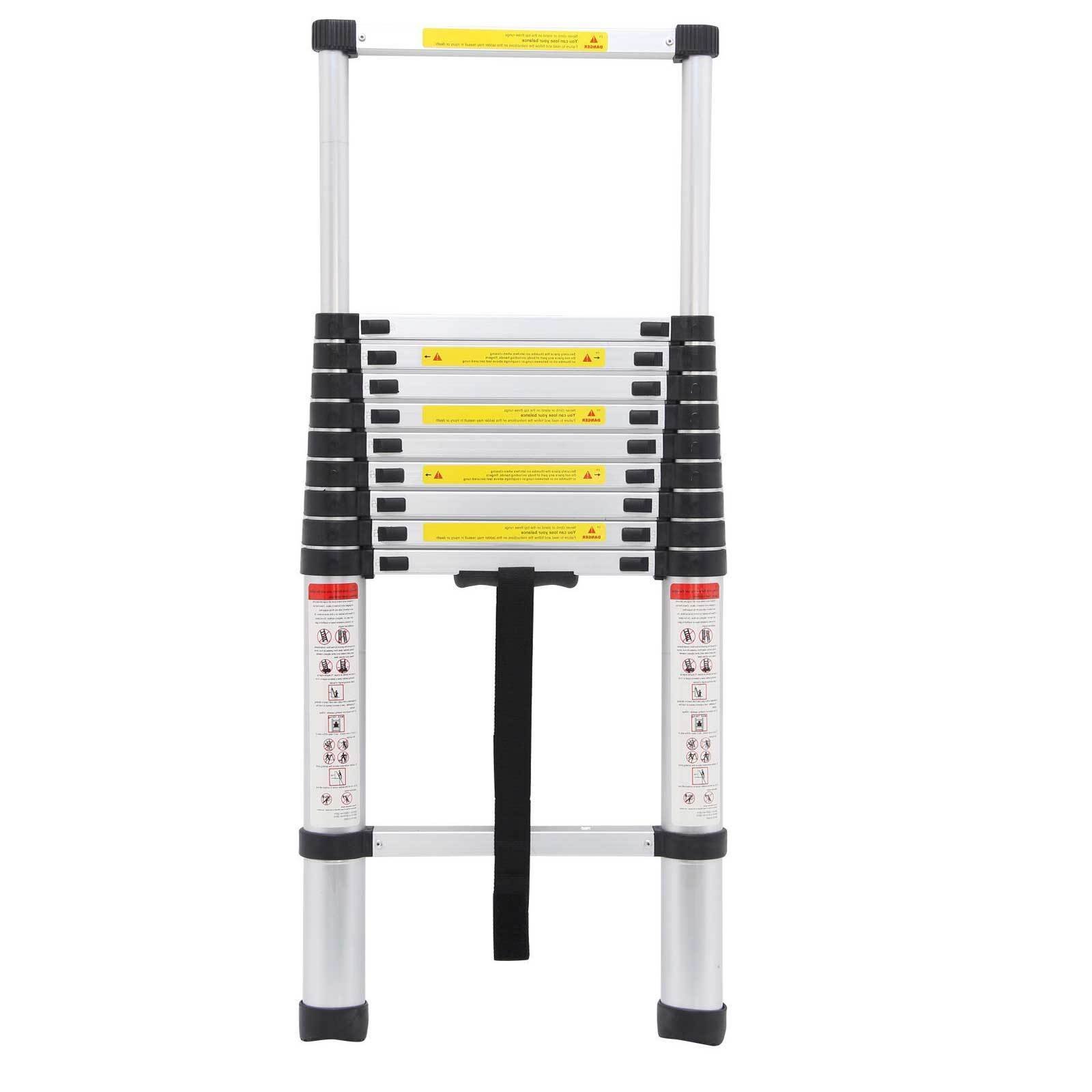 Xinng Black Telescopic Loft Ladder 3.2M/10.5Ft Aluminum Lightweight Portable Extendable Extension Step Attic Ladder For Multipurpose, 150Kg Capacity 131 Certificated
