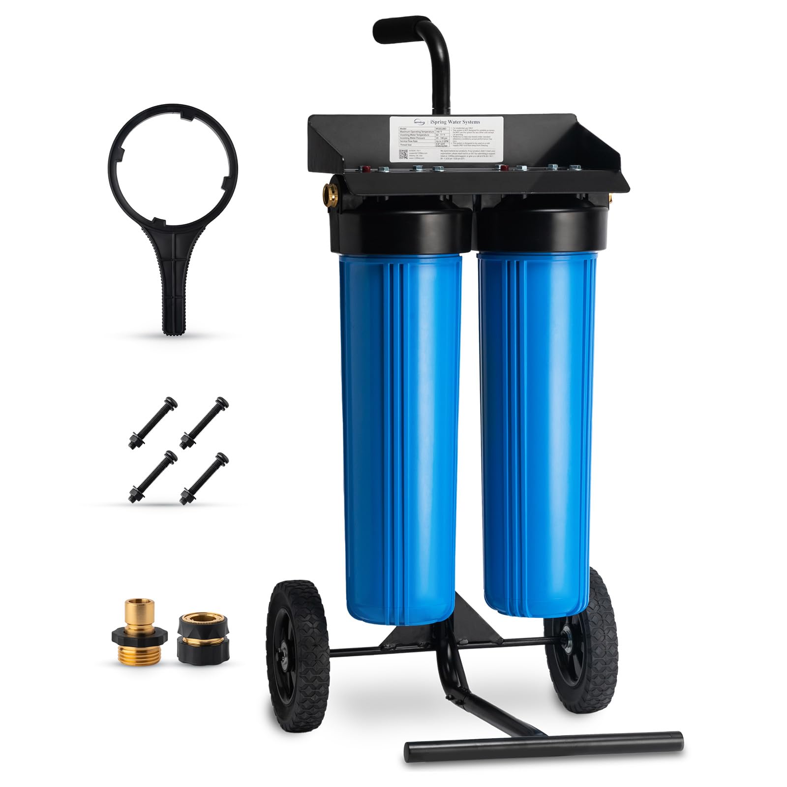 iSpring Spotless Water System for Car Wash, 1200 Gallons Deionized Water System w/Rolling Cart, Car Paint Protection, Wipe Free Car Wash System for Vehicles, RV, Motorcycles & Windows, Model: WGB22BD, Classic Design