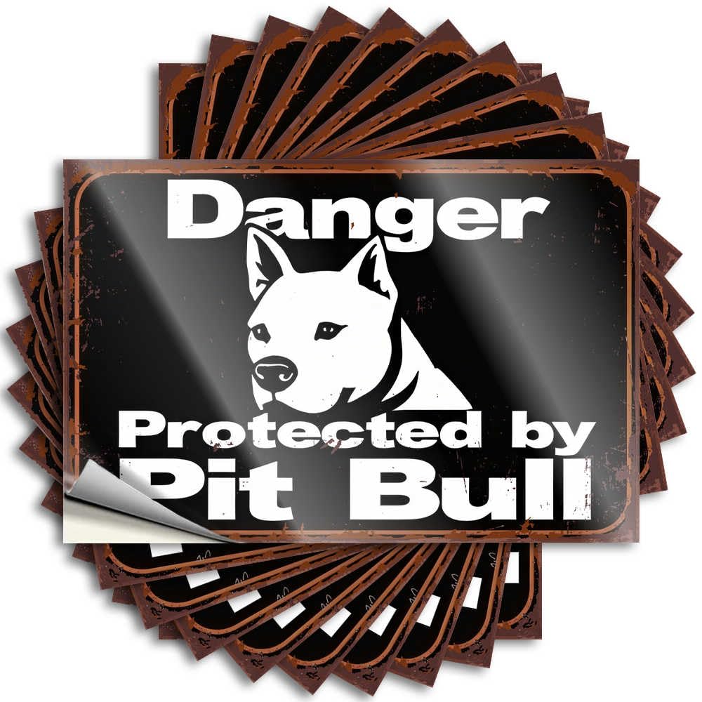 Fzfn Colour Decal Sets Vinyl Sticker | Danger: Protected By Pit Bull Half For Adulting Use(8X12cm)