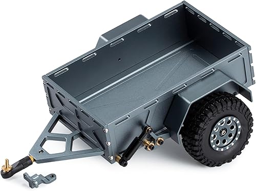 Remolque de aluminio CNC para remolques a control remoto, remolque de metal utilitario 118 con soporte de enganche para RC Crawler TRX4M Bronco