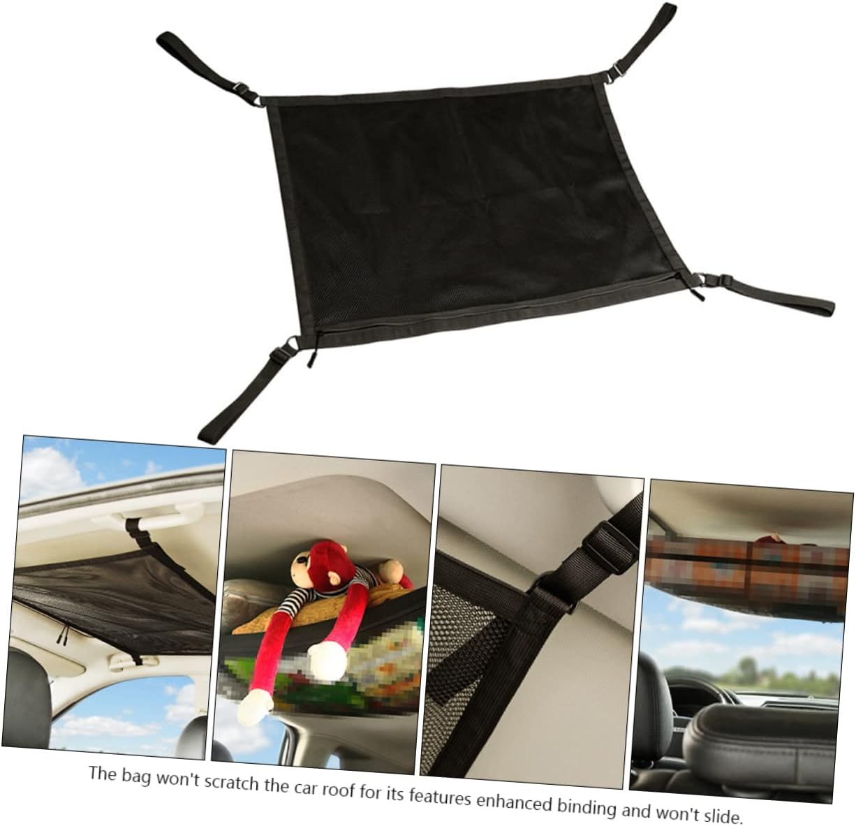 1pc Car Rooftop Cargo Net Mesh for Cars Space-Saving Ceiling Storage Pouch Enhanced Binding and Double Durability Features