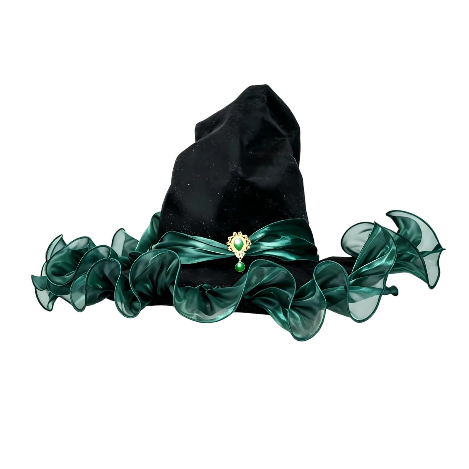 Ljmyy Elegant Witch Hat With electric green Fabric For Halloween Party Costume And Decorations