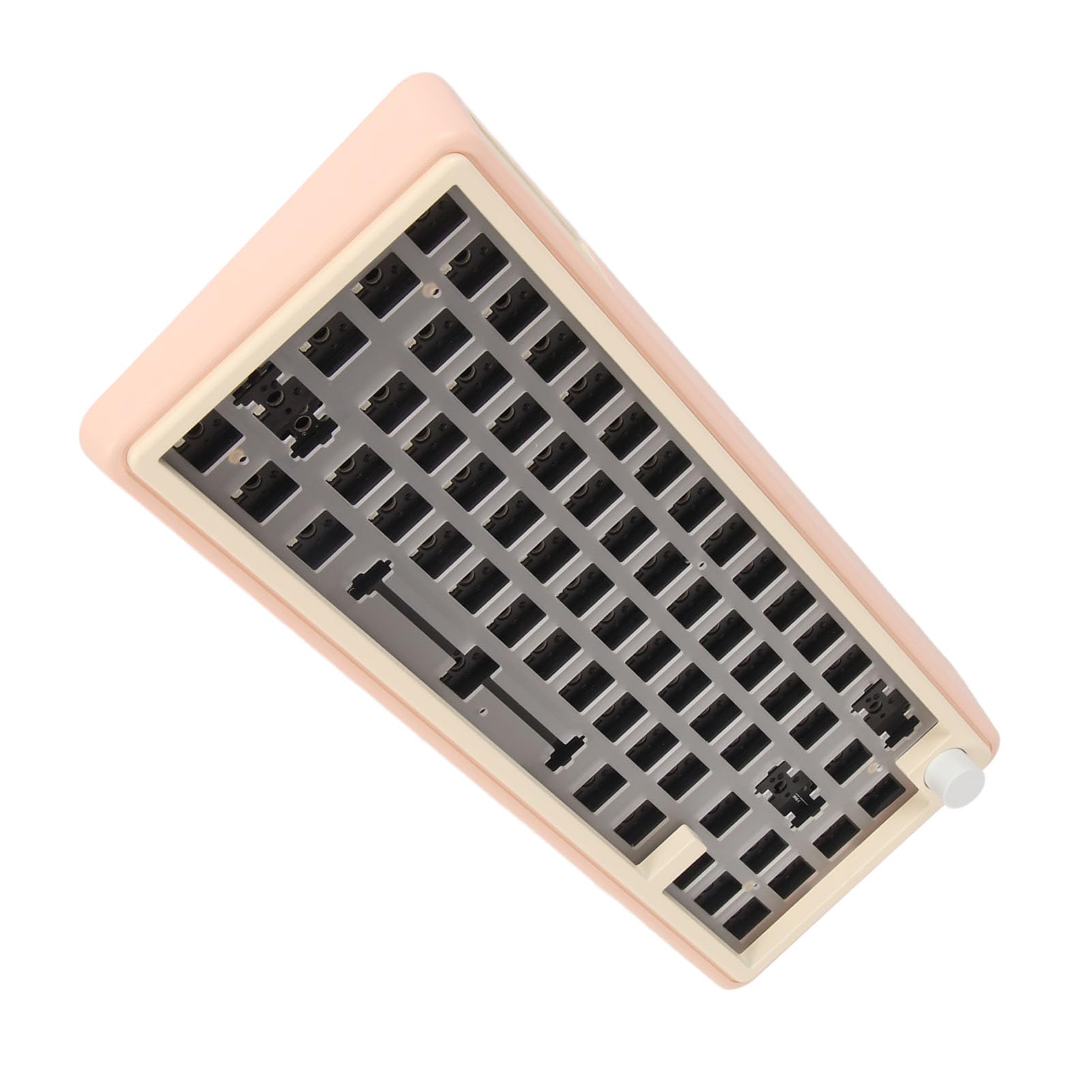 Kit de Bricolaje de Teclado, Teclado Barebones de Alta Dureza Tipo C con Cable de Aleación de Aluminio Intercambiable en Caliente con Perilla para para Oficina (Pink)