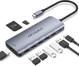 USB C Hub, 9-in-1 USBC to HDMI Splitter with 4K Display 100W Max PD,3 USB3.0(5Gbps) + 2 USB2.0 Data Ports, SD/TF Card Reader, for MacBook, MacBook Air, iPad Pro, Dell, HP, Lenovo, Windows Laptop