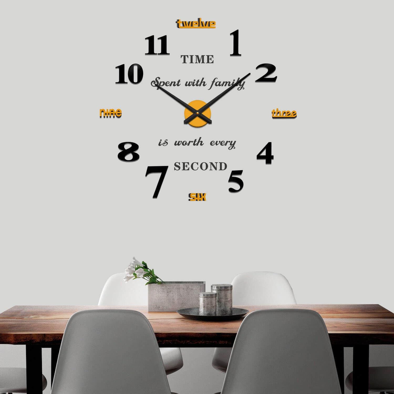 VANGOLD Giant Wall Clock for Living Room Decor, Decorative Wall Clocks Battery Operated (Gold Wall Decor)