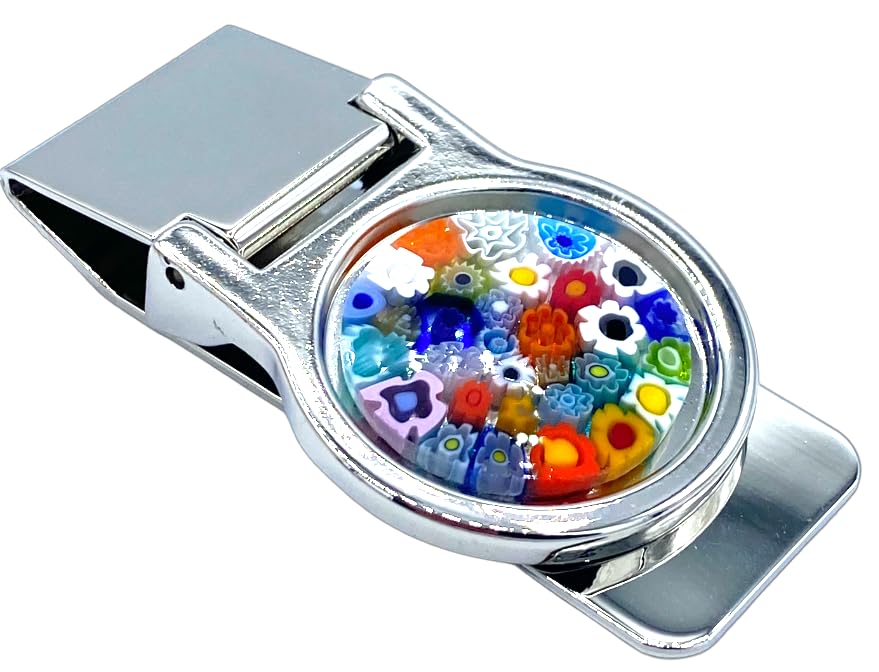 Llavero de acero con cristal de Murano multicolor para organizar llaves con estilo