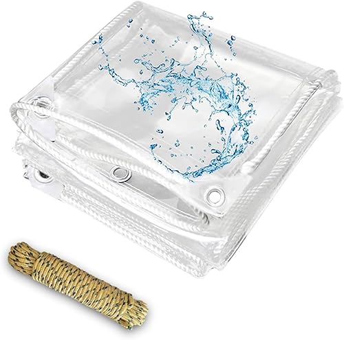 Lonas resistentes al agua de 6 x 10 pies, lona de vidrio con ojales de metal, protege contra el agua, desgarros y clima frío resistente para