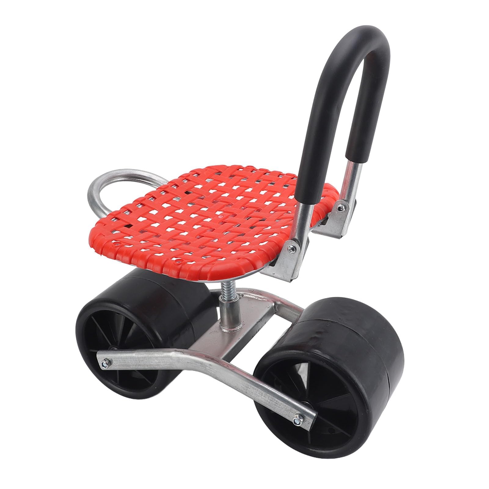 Ejoyous Taburete de Jardín con Ruedas, Asiento con Ruedas para Jardinería, Altura Ajustable 22-35 Cm, Asiento de Jardín Móvil, Ahorro de Mano de Obra, Rojo, Minimalista