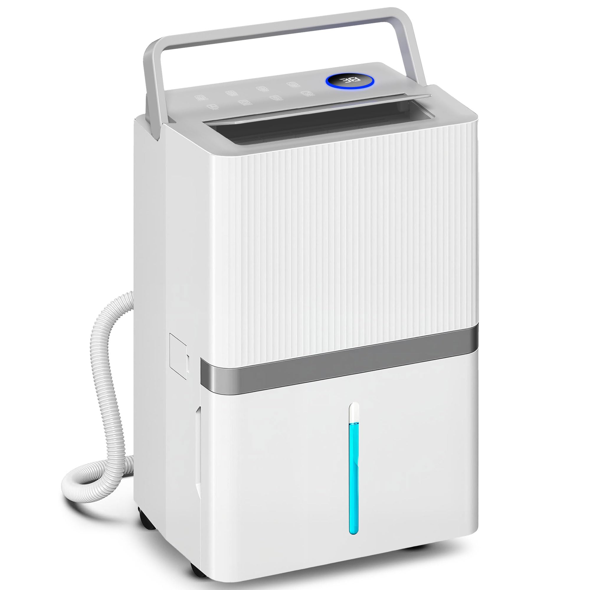 HOMCOM Deshumidificador 35L/Día, Deshumidificador de Humedad, para 40-90 ㎡, Luz Indicador de Humedad, Depósito 5,5 Litros, Drenaje Continuo, Temporizador 24H, Pantalla LED, Secado Ropa, Blanco