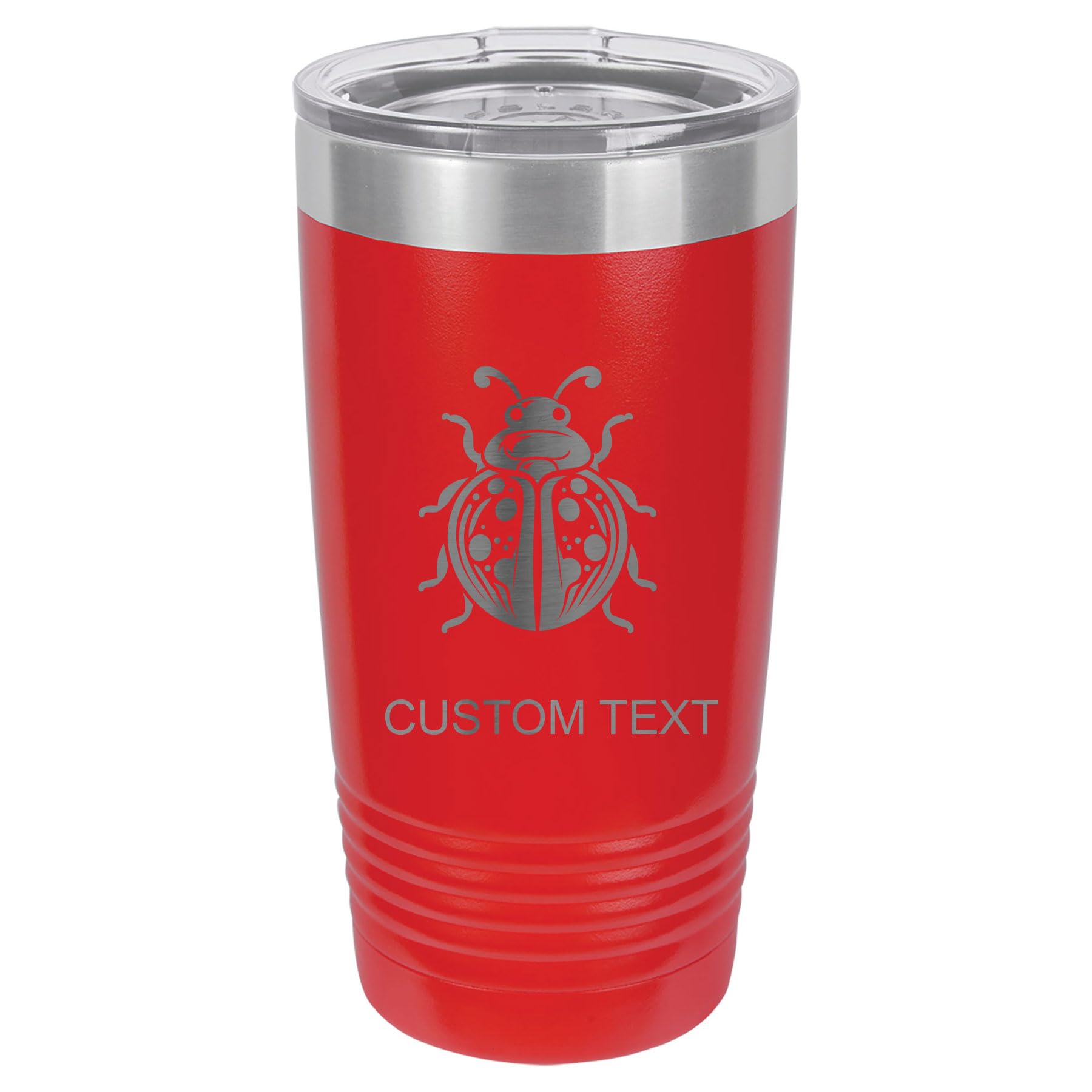 20 oz Laser Engraved Ladybug Tumbler - Vacuum Insulated Stainless Steel Polar Camel Coffee Mug, Double-Wall Insulated BPA-Free Travel On-The-Go Cup, Personalized Animal Gift, Red