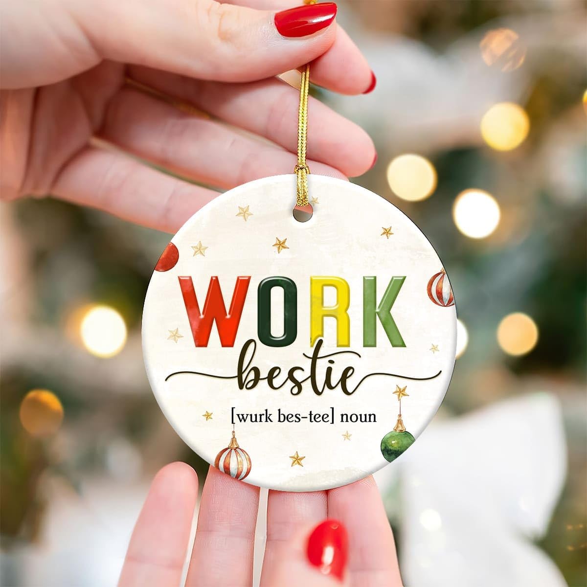 2025 Work Bestie Christmas Ornament - Definition Coworker Ornaments, Friendship Gifts for Colleagues, Work Friend, Bestie Worker, Best Friends - Double Sided Ceramic Christmas Ornaments Keepsake - Image 7