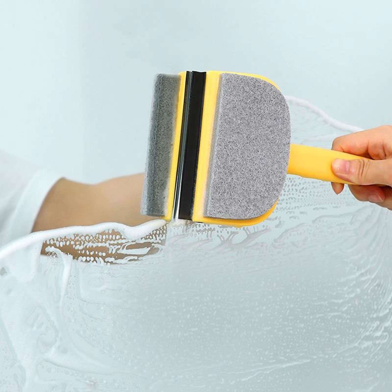 Rasquetas para Ducha, Escobilla de Goma y Cepillo Limpieza Silicona 2 en 1 for Ducha, Cocina, Coche, Ventana Cristal, Multicolor(Blue)