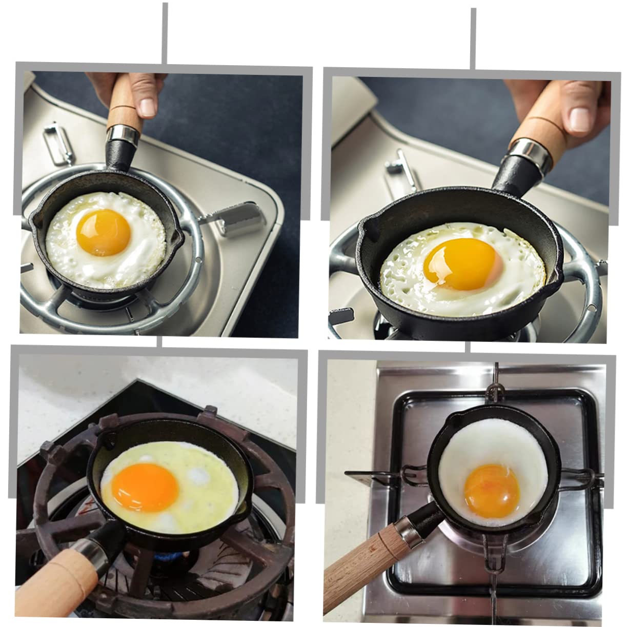Kleiner Omelettpfanne aus Eisen mit Holzgriff 16cm Kleine Bratpfanne zum Gleichmäßigen Erhitzen für Frühstück und Restaurant