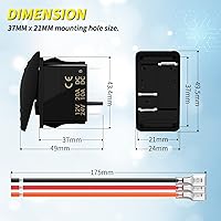 Vista 2 de Joinfworld Interruptor basculante marino de 12 V, 24 V, interruptor basculante iluminado, 12 voltios, 20 A, LED azul, 3 pines, SPST