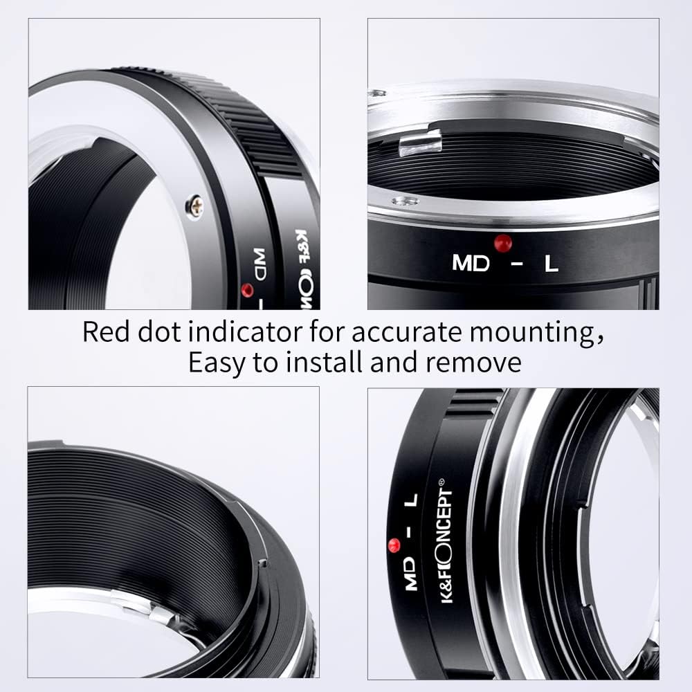K&F Concept Lens Mount Adapter MD-L Manual Focus Compatible with Minolta Rokkor (SR/MD/MC) Lens to L Mount Camera Body