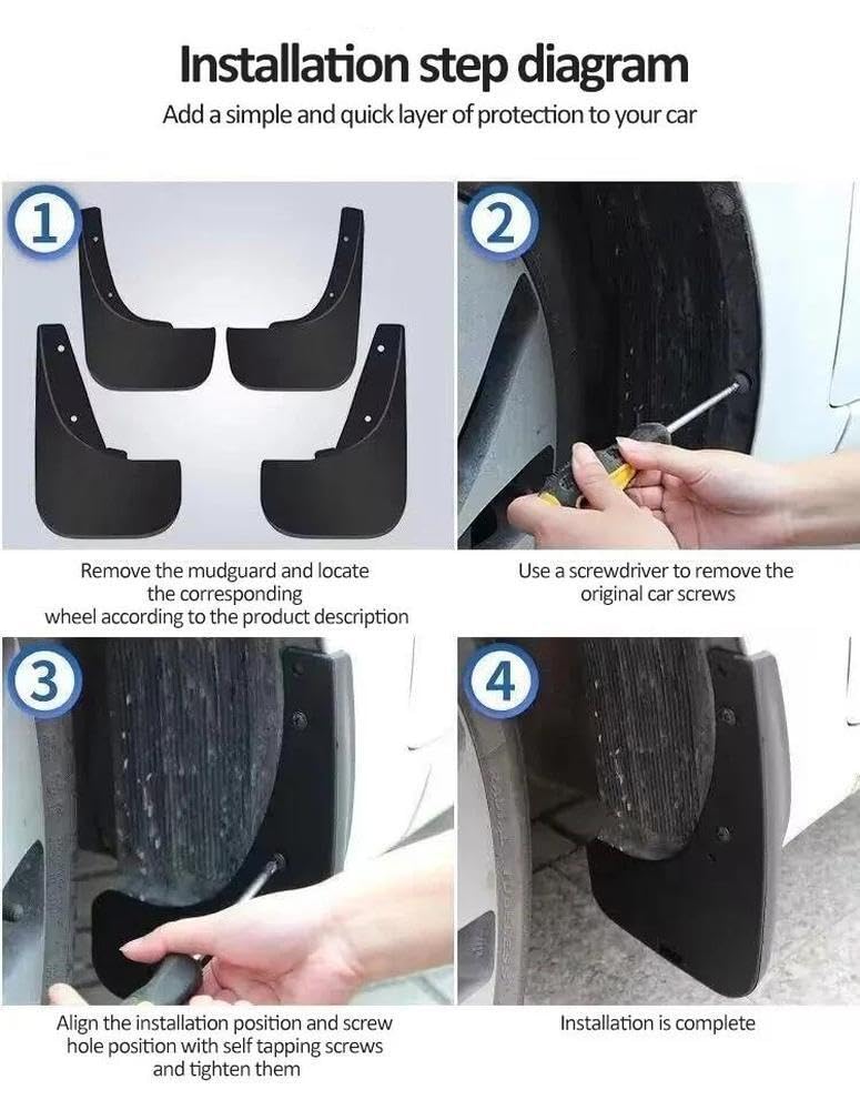 Parafanghi per Auto 4 Pezzi per Ford Fiesta Due Box 2009-2016, Parti Anteriori E Posteriori, Parafanghi per Auto Antispruzzo, Protezioni per Ruote Protezione Schizzi