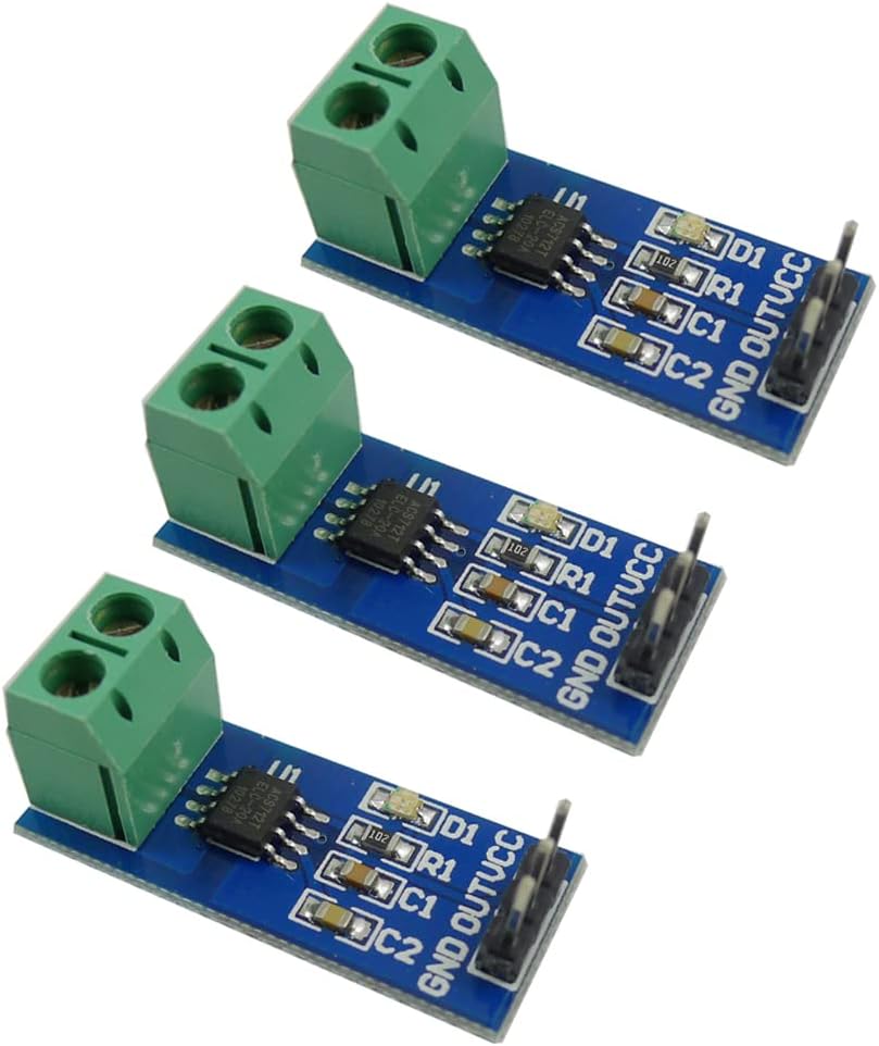 ACS712 20A Range Power Sensor Module Chip ACS712ELC-20A Current Sensor Module Hall Sensor Measurement Module with Power Indicator for Arduino (Pack of 3PCS)