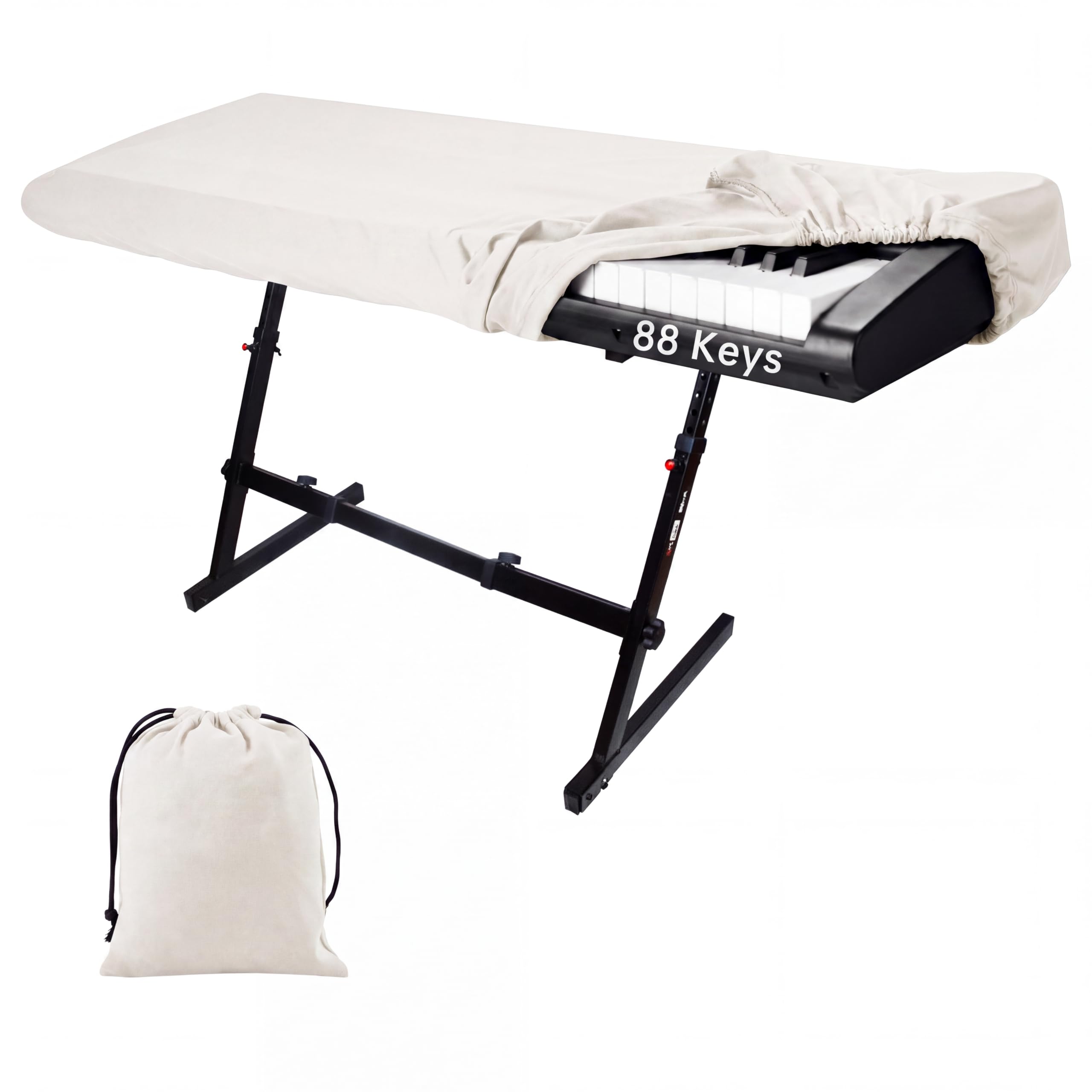 White 88 Keys Piano Keyboard Dust Cover, Music Dirt Proof Stretchy Electronic Keyboard Cover With Durable Elastic &amp; Cord Lock Must Have Piano Accessories