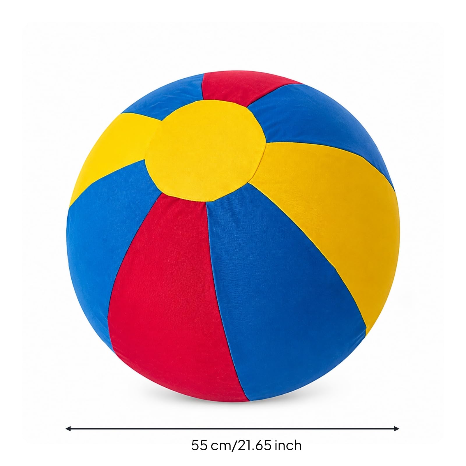 Hundeball mit Stoffbezug strapazierfähig aufblasbarer Hundeball reißfest Haustierspielzeug für Hundetraining, Garten, Rot-Blau-Gelb, 55cm