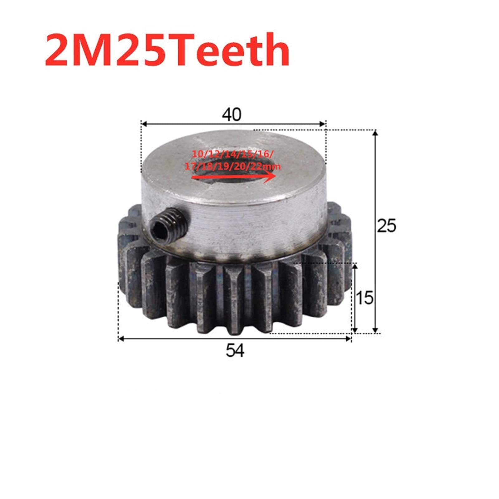 TMP1105 1PC Convex Gear Pinion 2Module 25Teeth 10/12/14/15mm Hole Carbon Steel Convex Gear (Hole Diameter : 22mm, Number of Teeth : 25 Teeth)