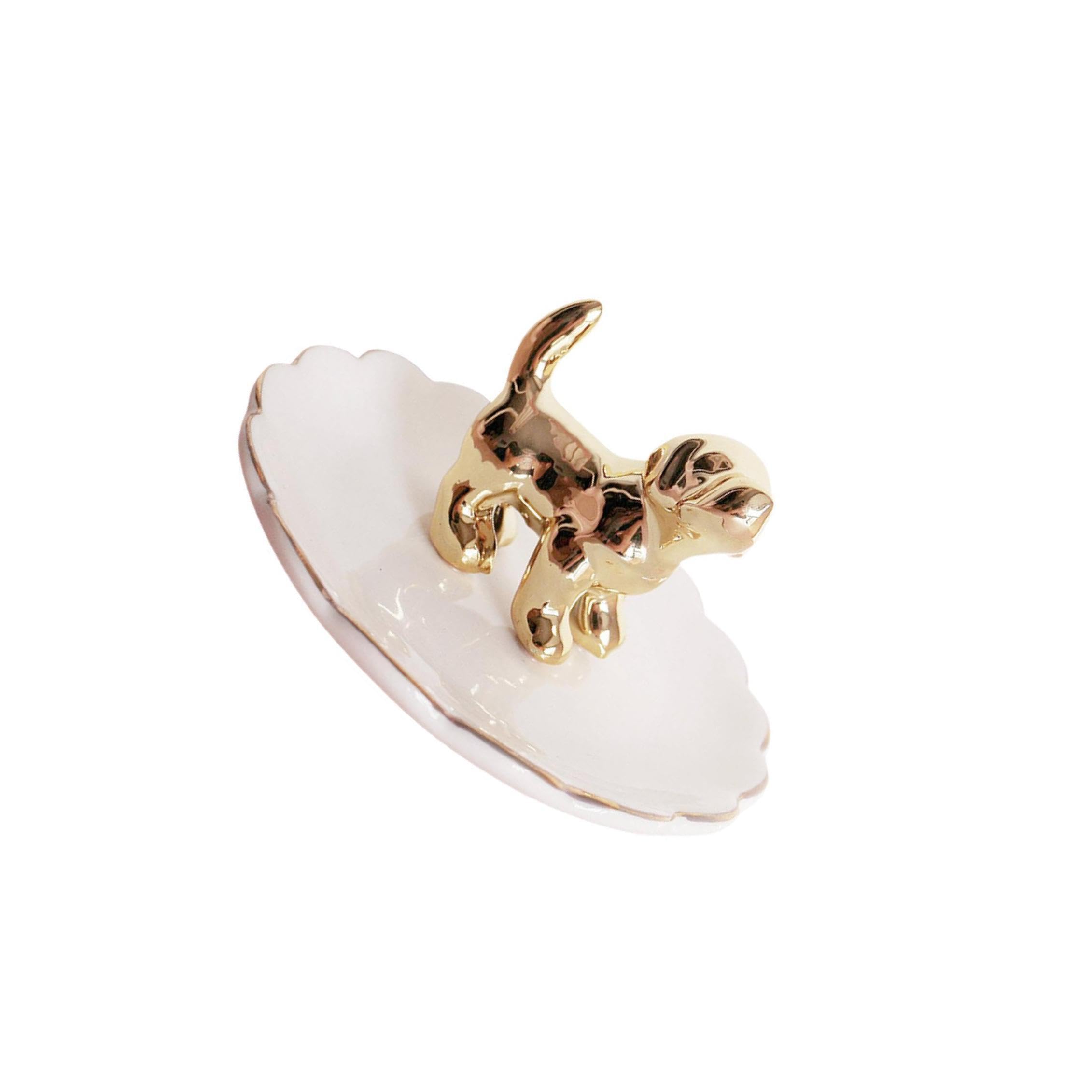 TWISAXC Artful Dog Ring Holder Jewelry Storage Tray Ceramic Stylish Jewelry Holder Trinket Dish Decorative For Rings Earrings Necklaces Bracelets Ring Dish