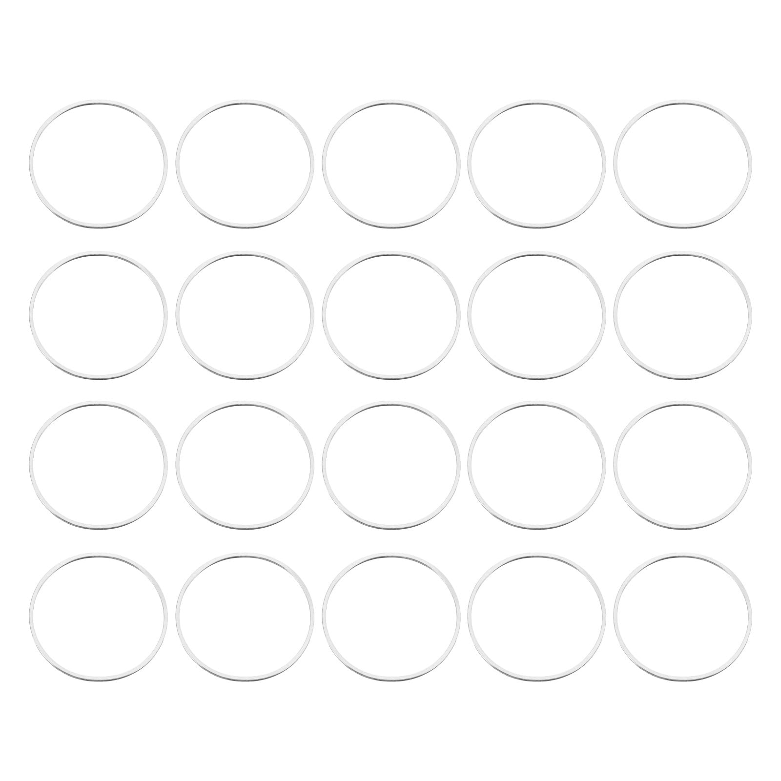 sourcing map 20pcs 25mm Brass Hollow Circle Bezel Pendant Frame Round Linking Rings Jewelry Connectors for Earrings Necklaces Jewelry Making Resin Craft (Bright Silver)