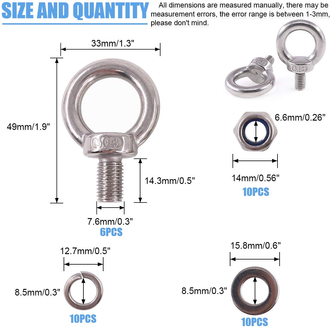 Fixed Bolt Rigs M8 Bolts M5 X 40mm 304 Stainless Steel Machine Shoulder Lift Eye Bolt ...