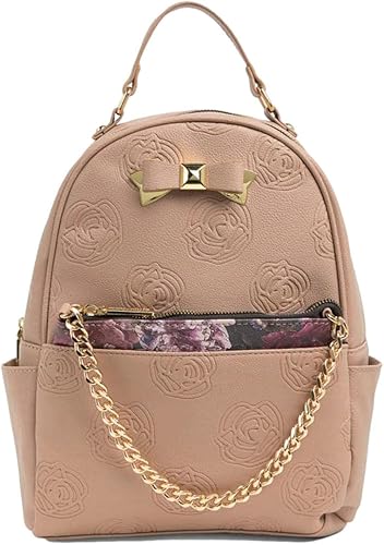Betsey Johnson Sonya Rose - Mochila ajustable de piel sintética con cremallera extraíble, ROSA ROSA, Mochila