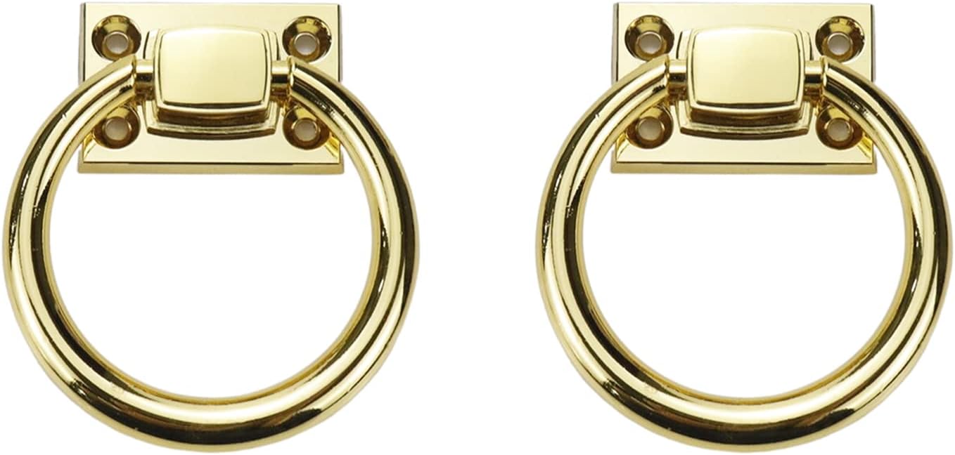 2 Pcs Chair Back Pulls Drop Rings Handles for Closet Drawer Cabinet, Gold