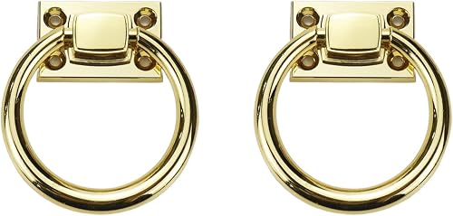 2 Pcs Chair Back Pulls Drop Rings Handles for Closet Drawer Cabinet, Gold